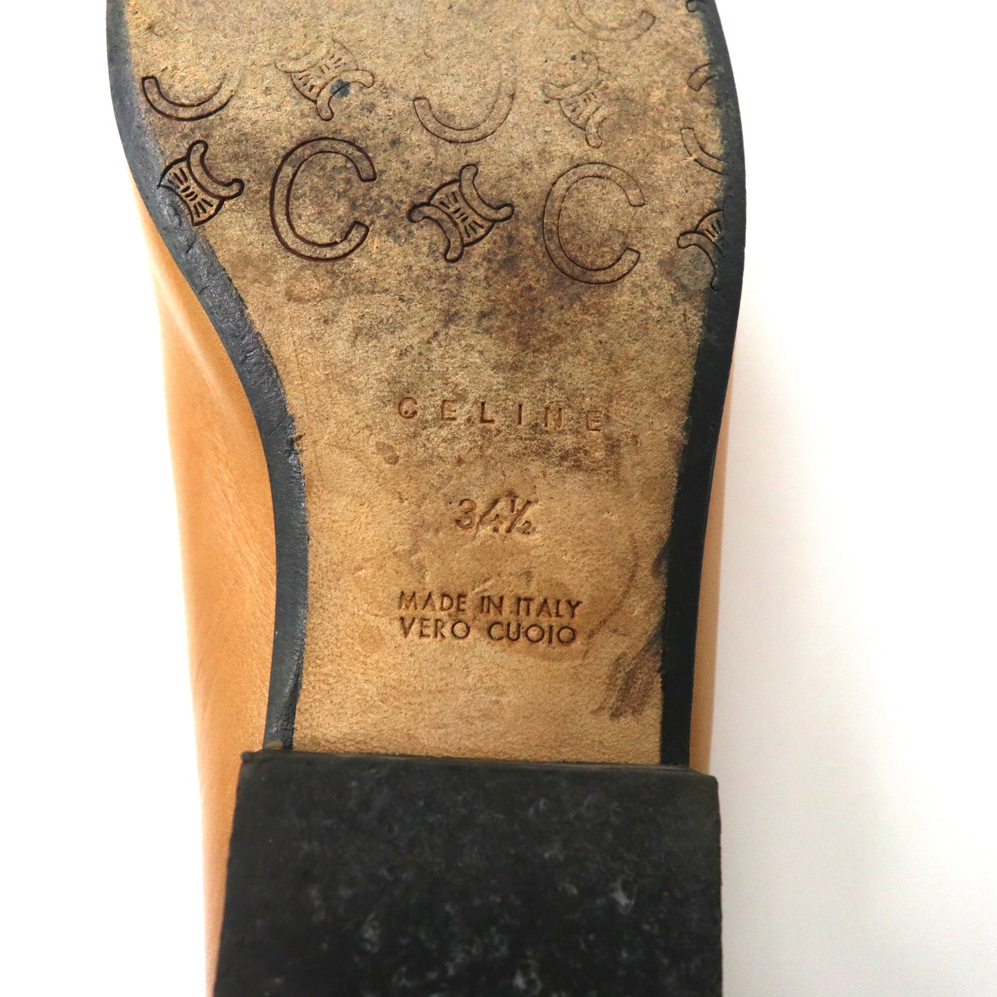 CELINE slip-on loafers 22cm beige leather made in Italy