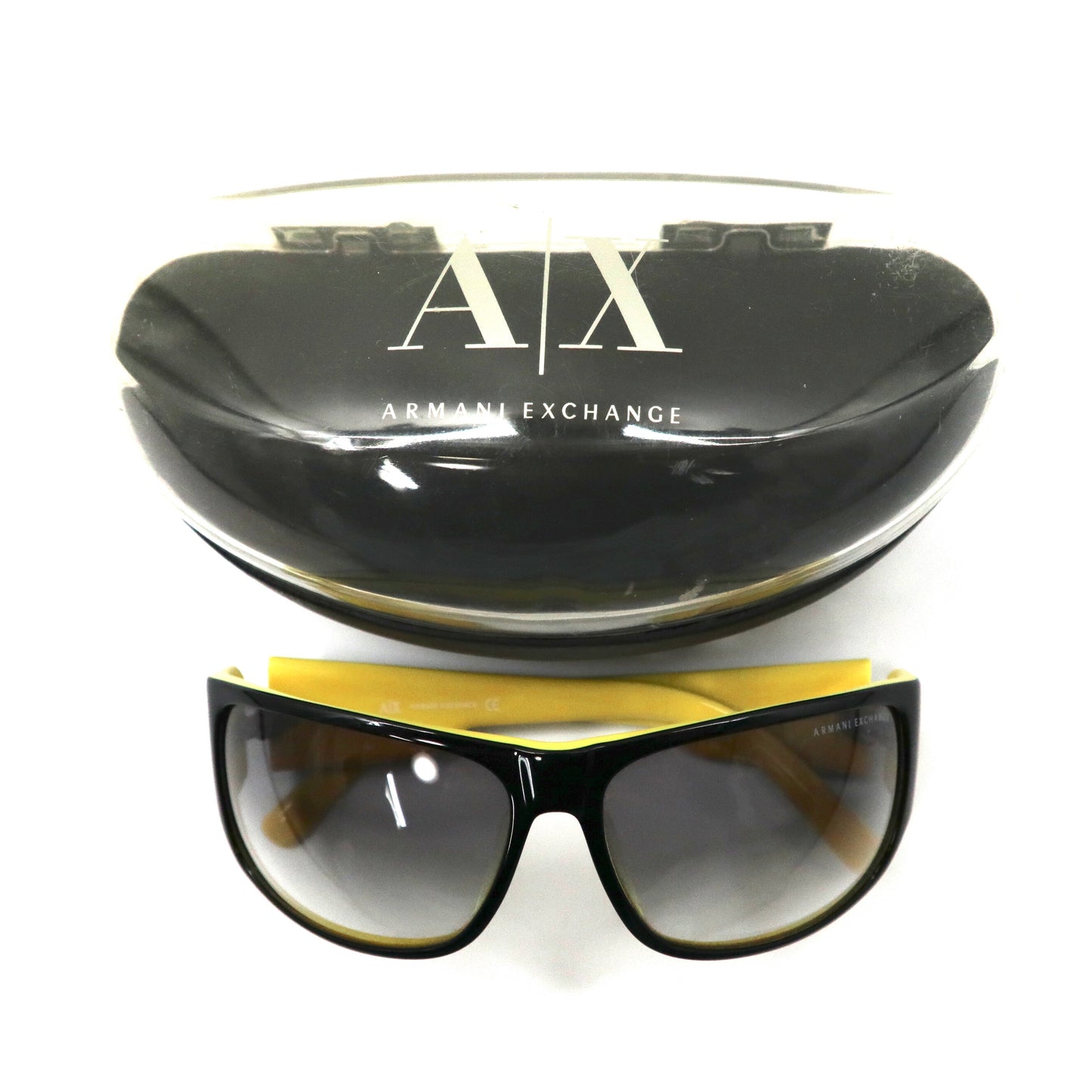 A|X ARMANI EXCHANGE サングラス スクエア ブラック イエロー サイドロゴ AX199/F/S 71CJJ 61-14 130