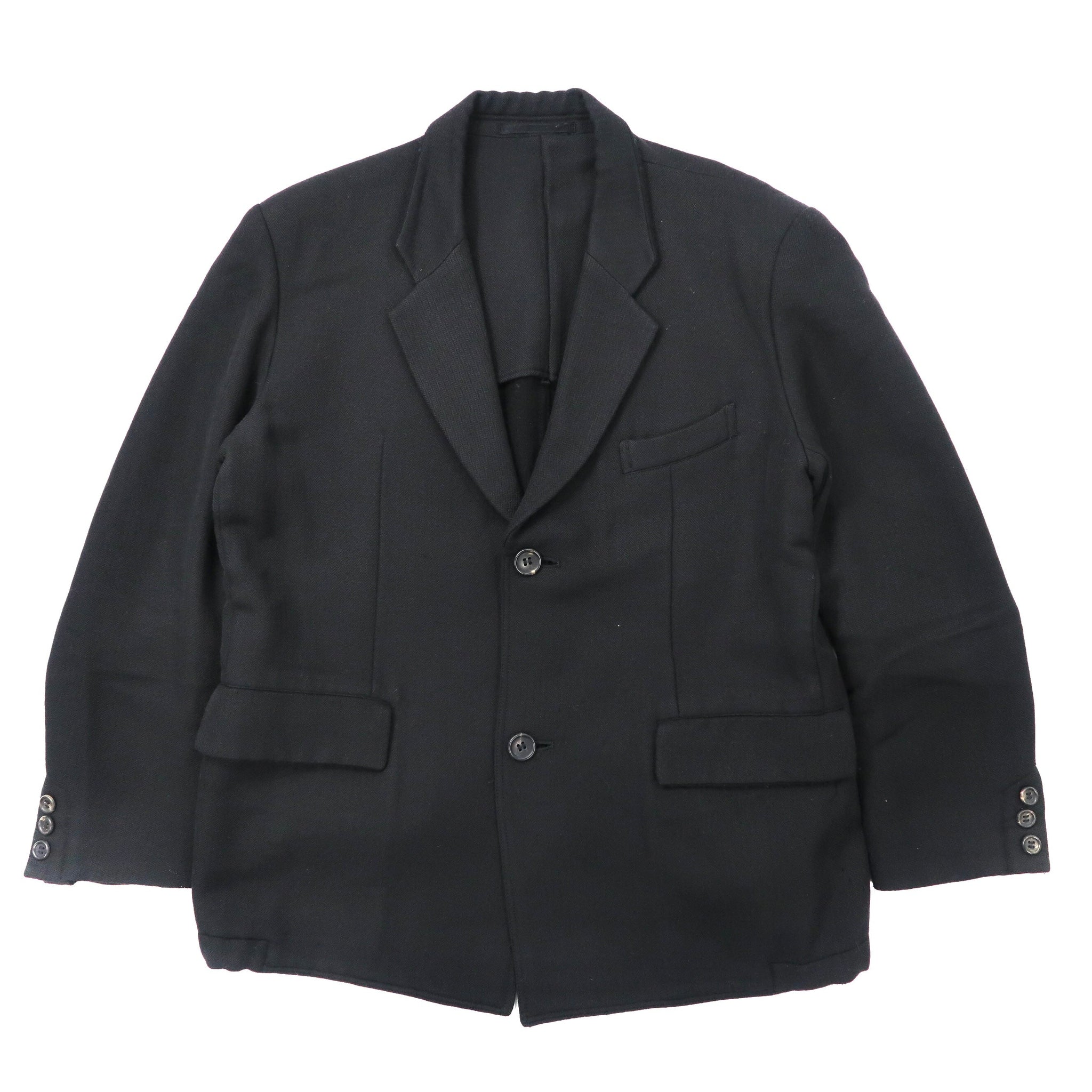 Y's 2B Tailored Jacket M Black Wool Herringbone YE-J01-106 90s