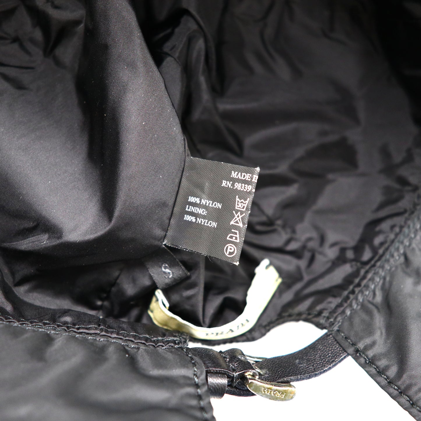 PRADA Bucket Hat S Black Nylon Logo Embroidery Leather Belt Made in Italy