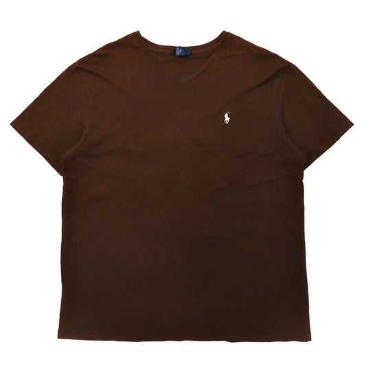 Polo by Ralph Lauren ビッグサイズ VネックTシャツ XL ブラウン コットン スモールポニー刺繍