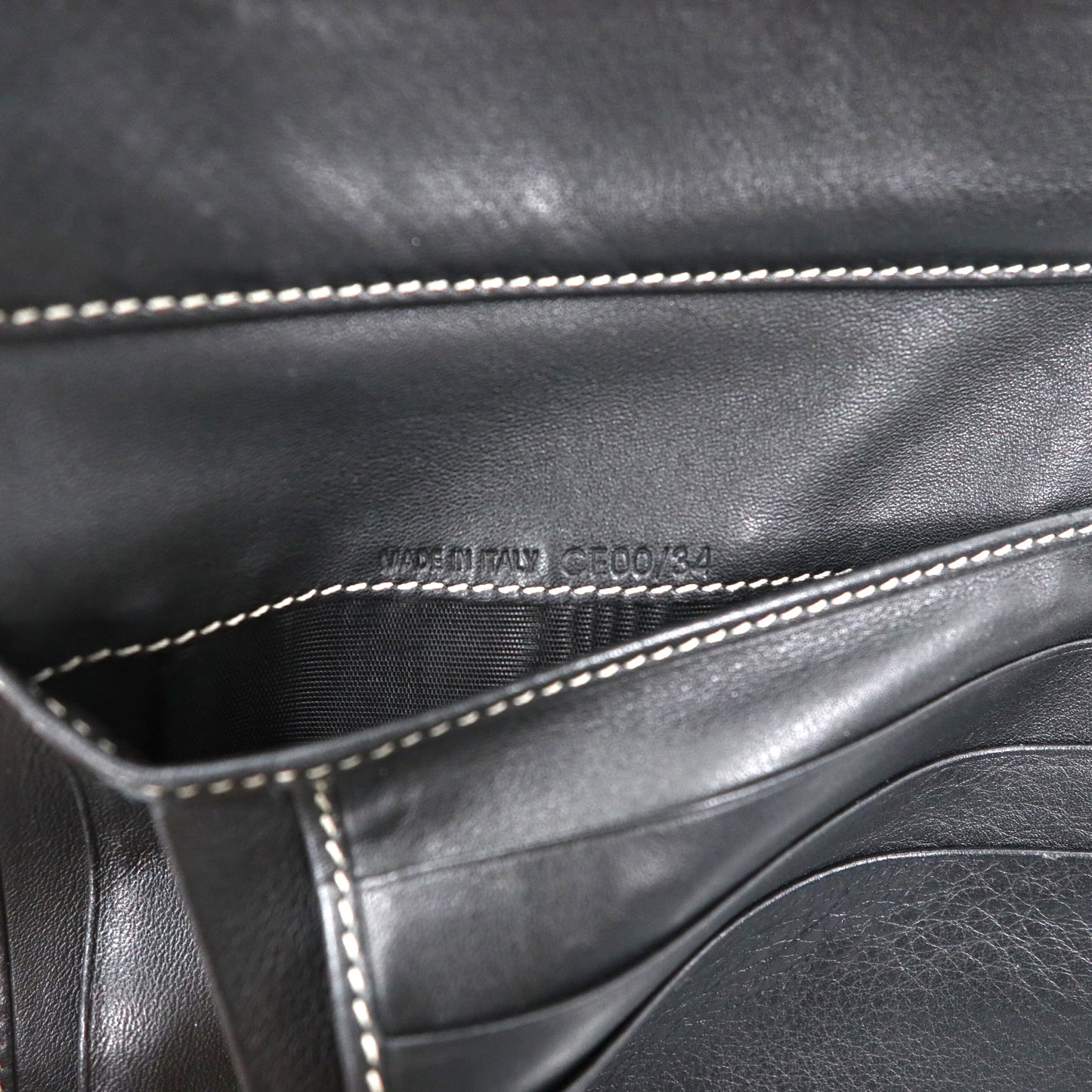 CELINE Trifold Wallet Gray Canvas Leather Macadam Pattern Monogram CE00/34 Made in Italy