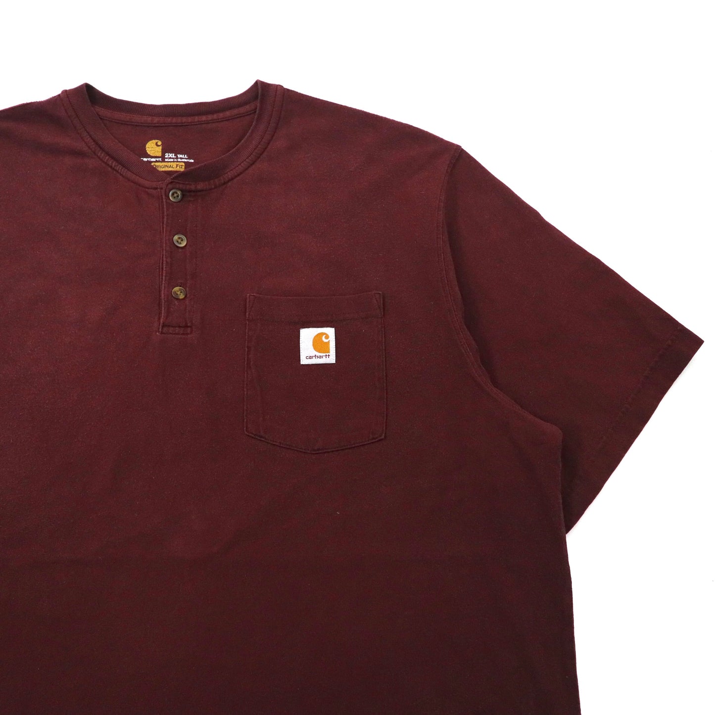 carhartt ビッグサイズ ヘンリーネックTシャツ 2XL ボルドー コットン ポケット付き ORIGINAL FIT