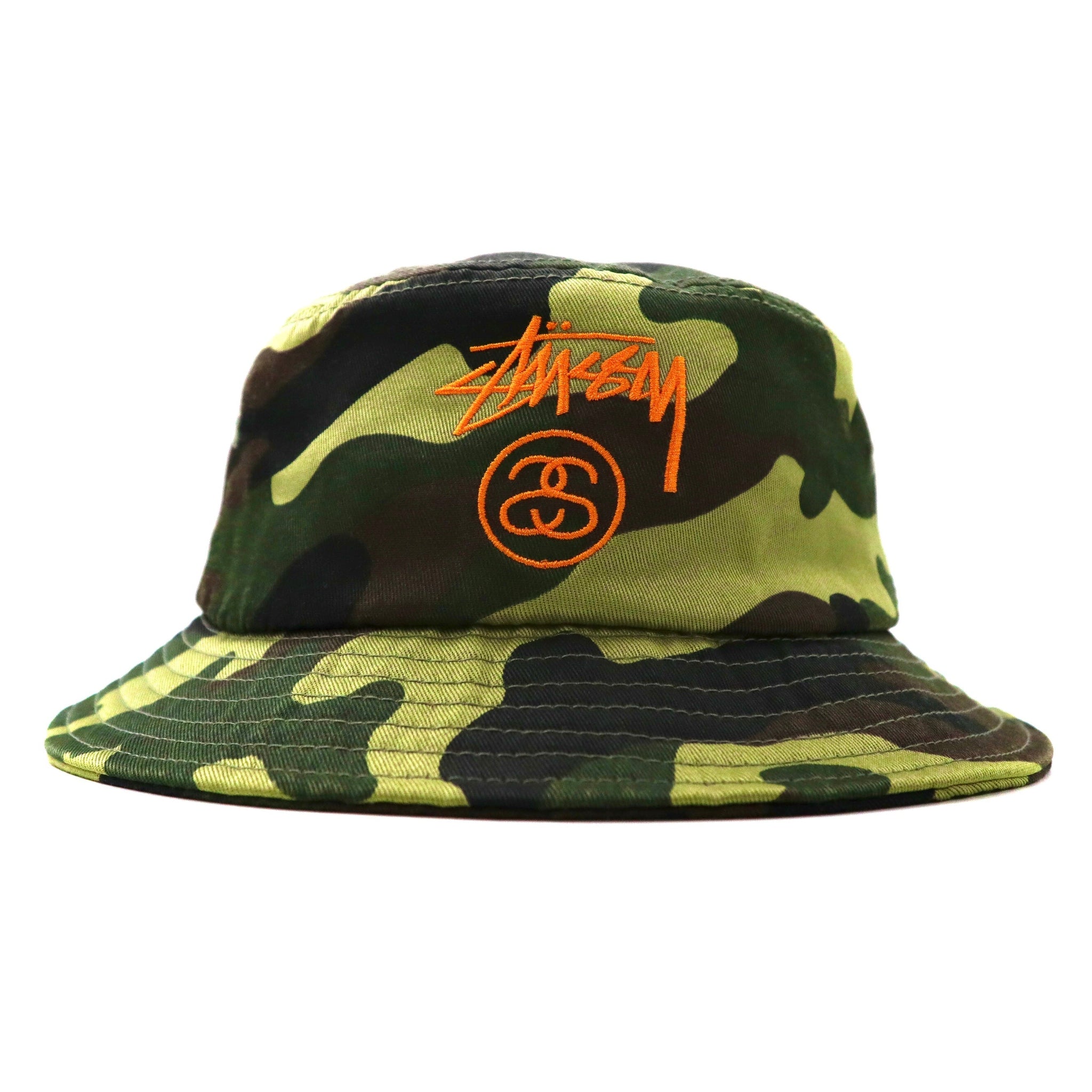 STUSSY Bucket Hat S/M Camouflage Cotton Logo embroidery