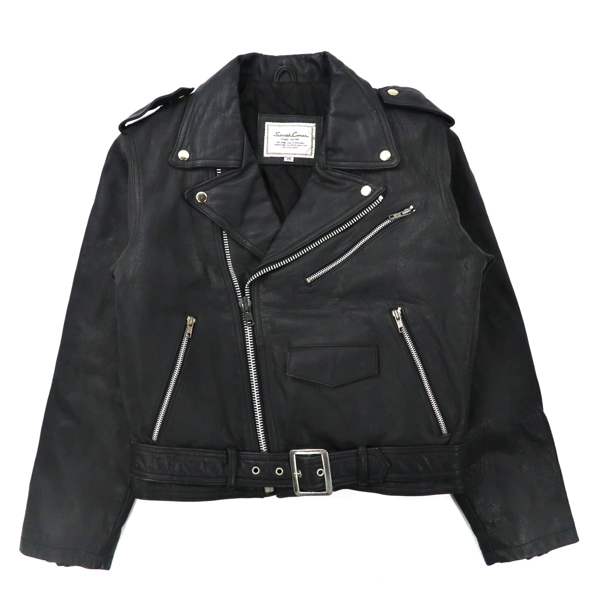 COWHIDE LEATHER W RIDERS JACKET Double Riders Jacket M Black Cow ...