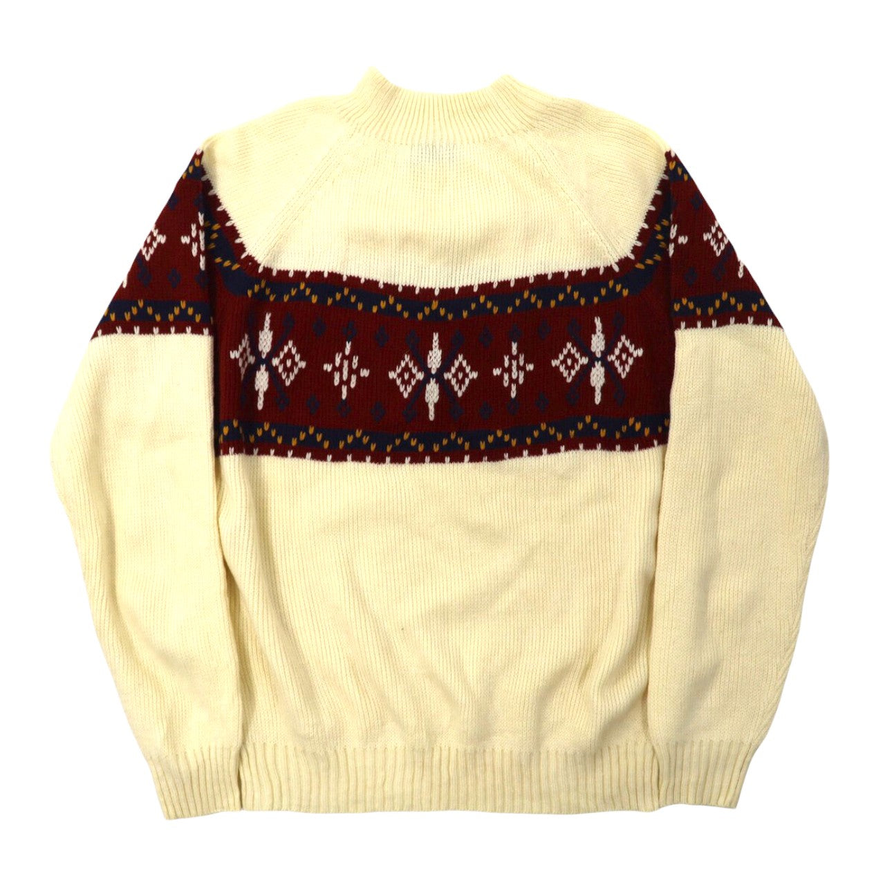 JC Penny Mock Neck Sweater Nit XL White Acrylic Nordic Pattern