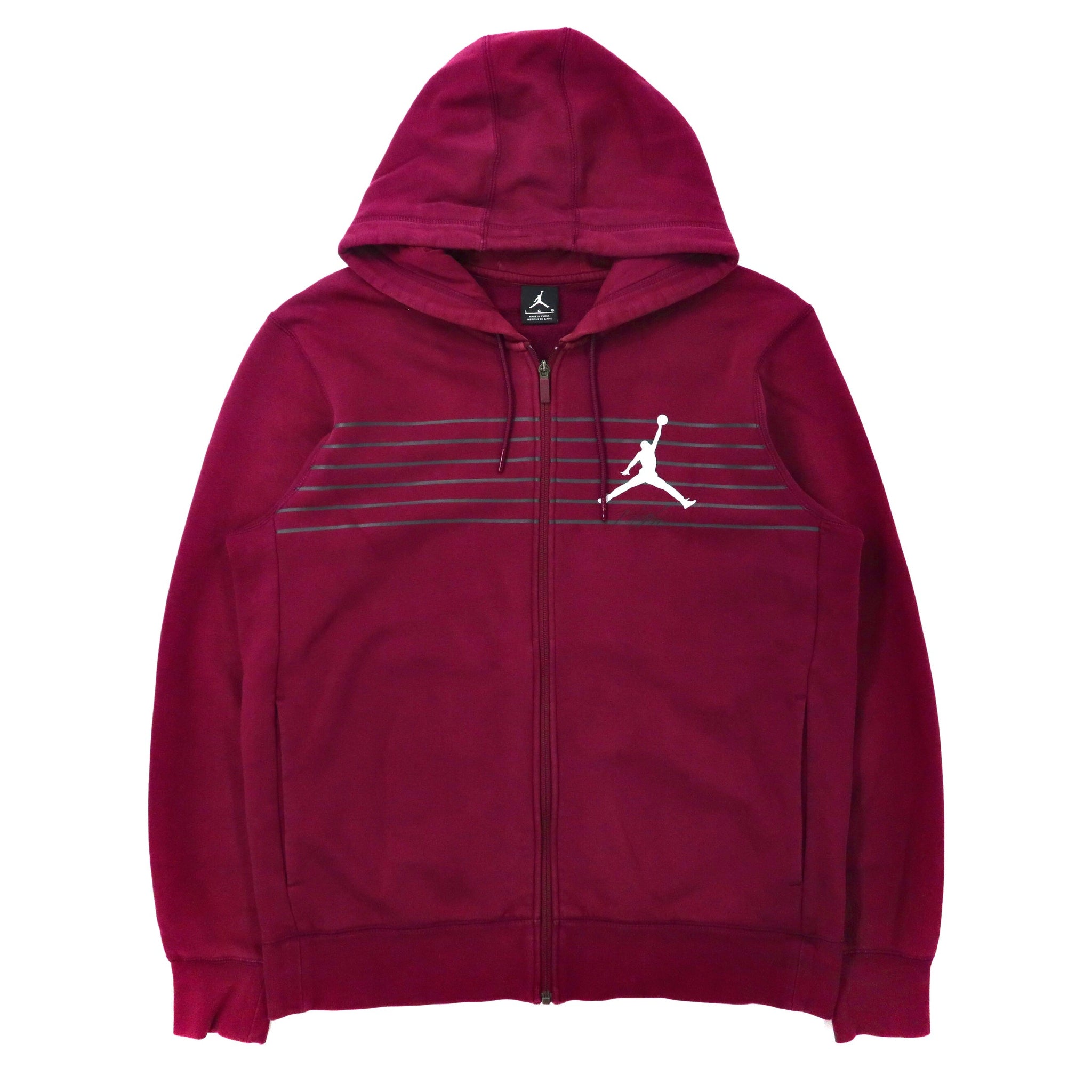 JORDAN BRAND (NIKE) ZIP UP HOODIE L Purple Cotton Brushed