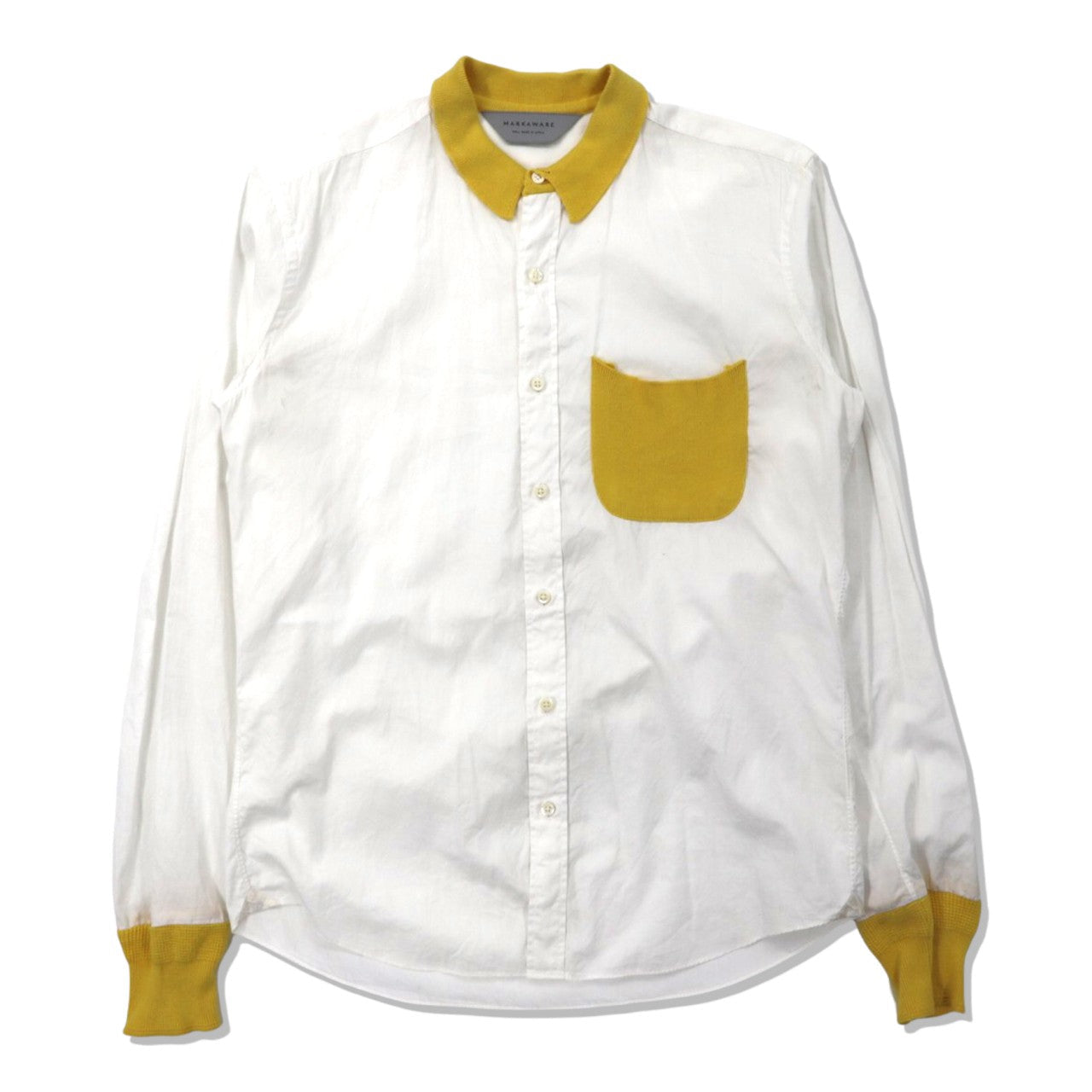 MarkaWare Knit Switching Shirt 2 White Cotton – 日本然リトテ