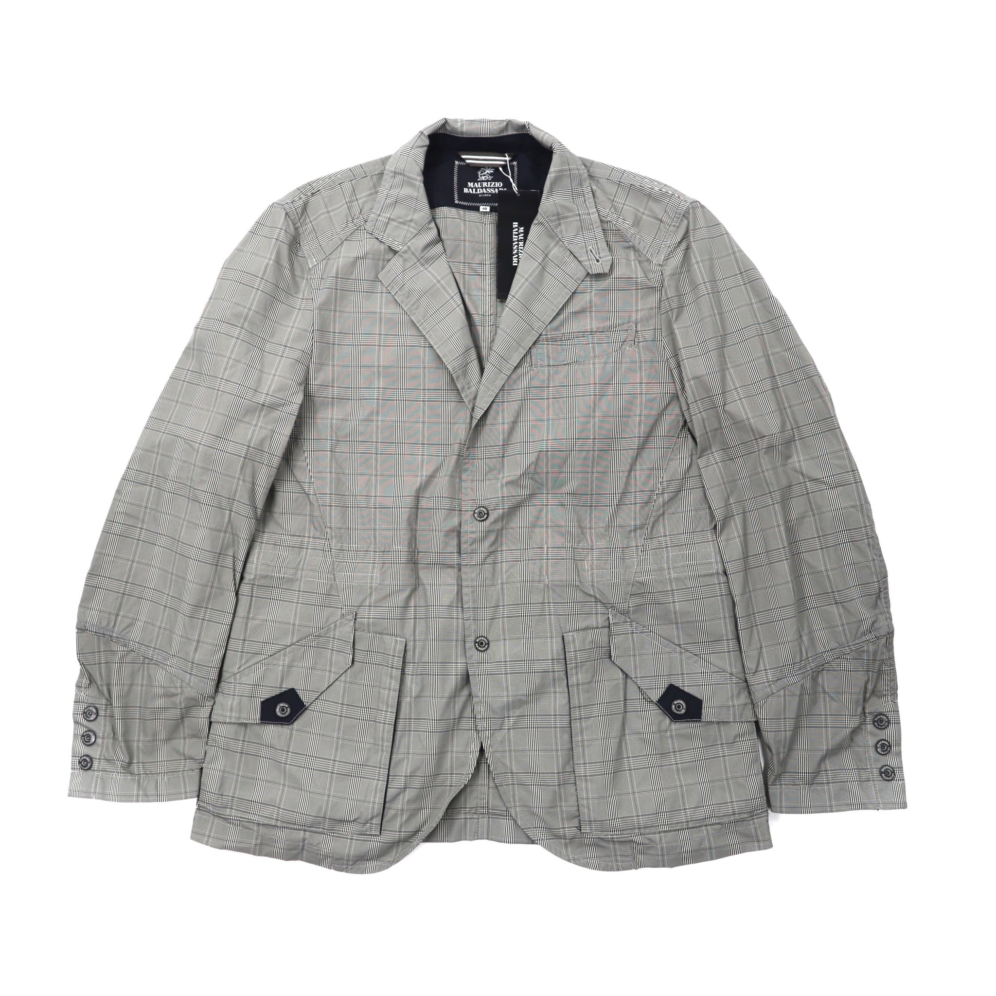 MAURIZIO BALDASSARI Tailored Jacket 48 Gray CHECKED Snap