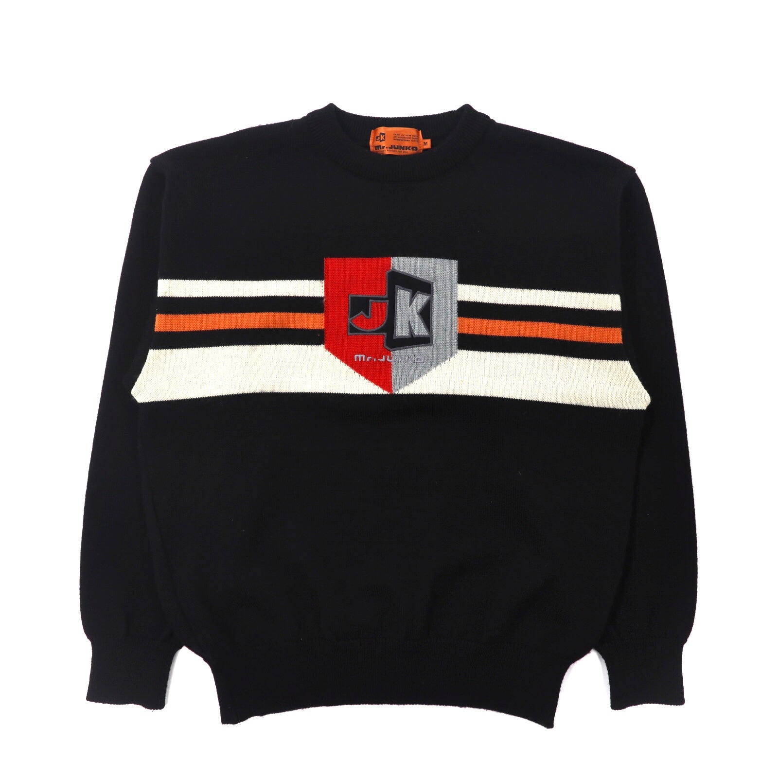 Mr. JUNKO Knit Sweater M Black Wool Logo Embroidery 80s – 日本 ...