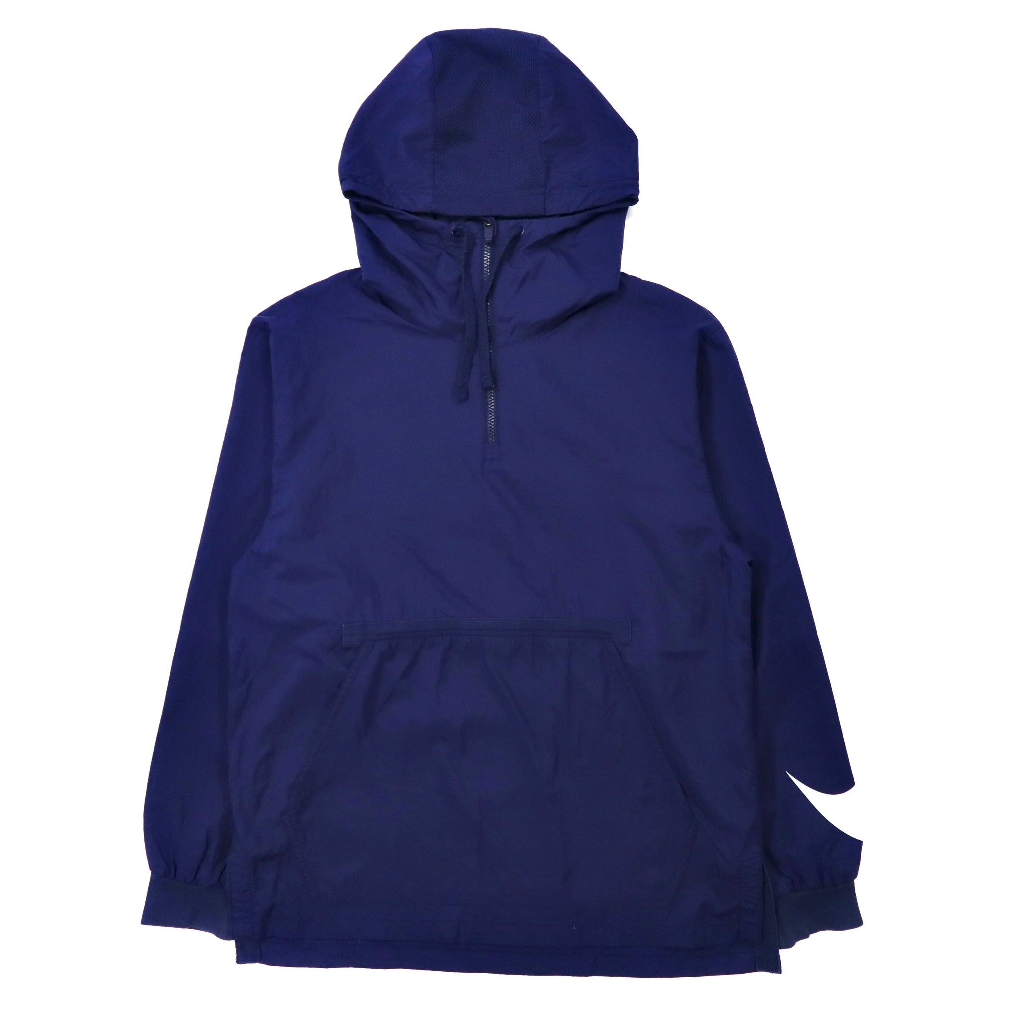 NIKE Half Zip Anorak HOODIE M Navy Nylon Sleeve Logo Swash ...