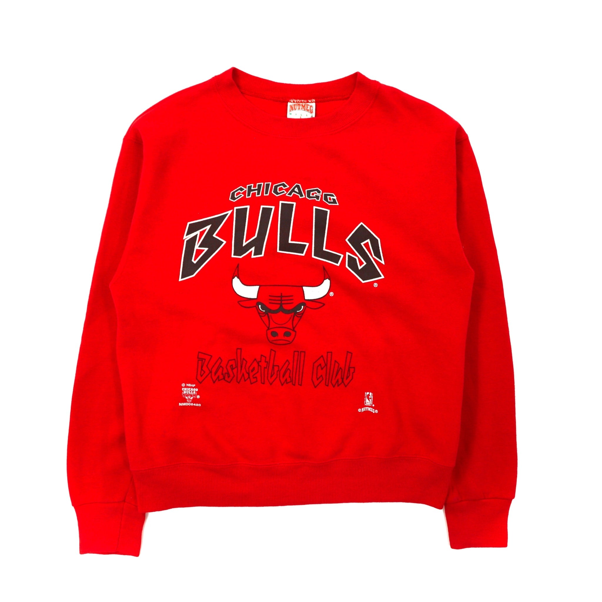 NutMeg Sweatshirt L Red Chicago Bulls 90s Made in USA NBA