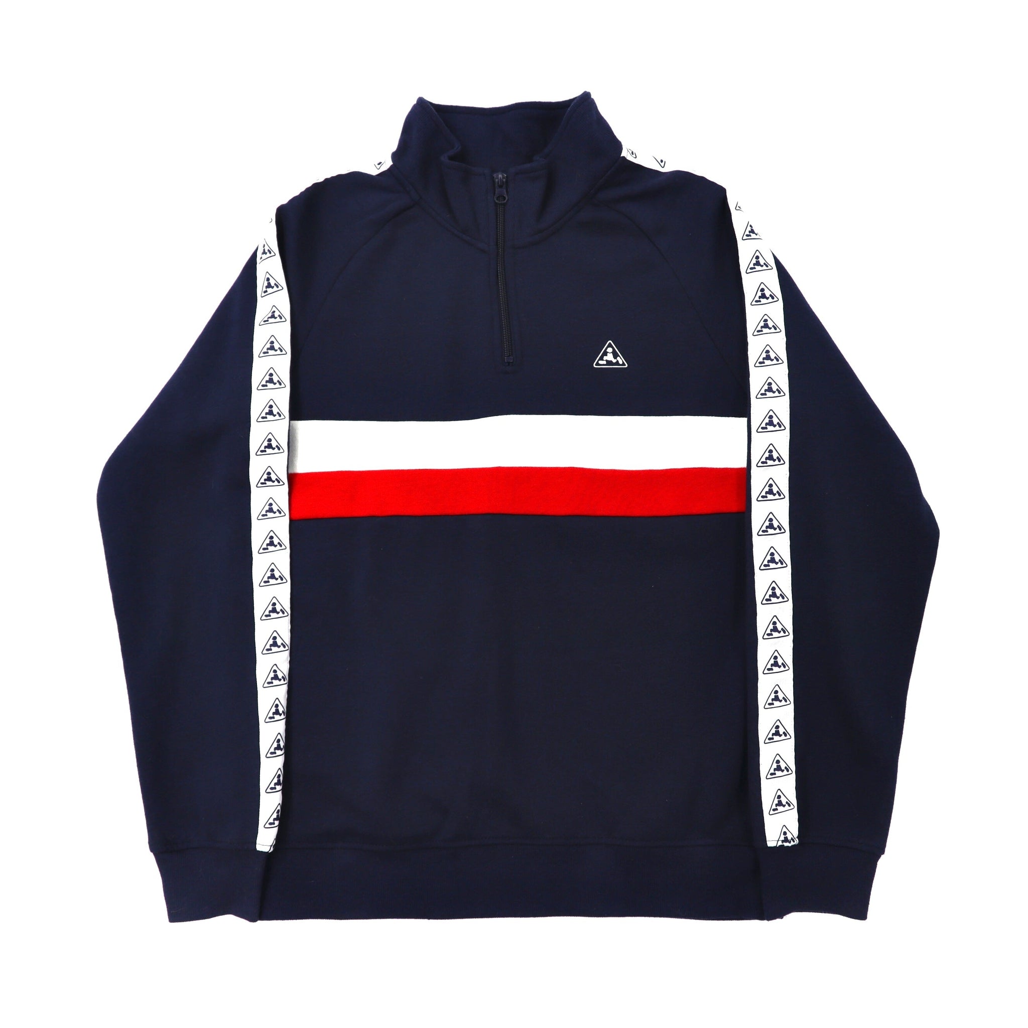PLENTY TOUGH SPORT Half Zip Sweatshirt M Navy Cotton Line Logo 90s – 日本然リトテ