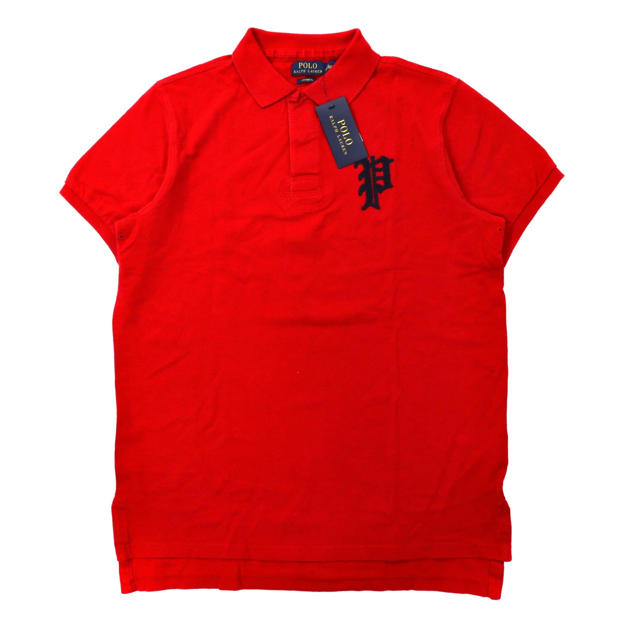 POLO RALPH LAUREN Polo Shirt L Red Cotton P Logo Patch