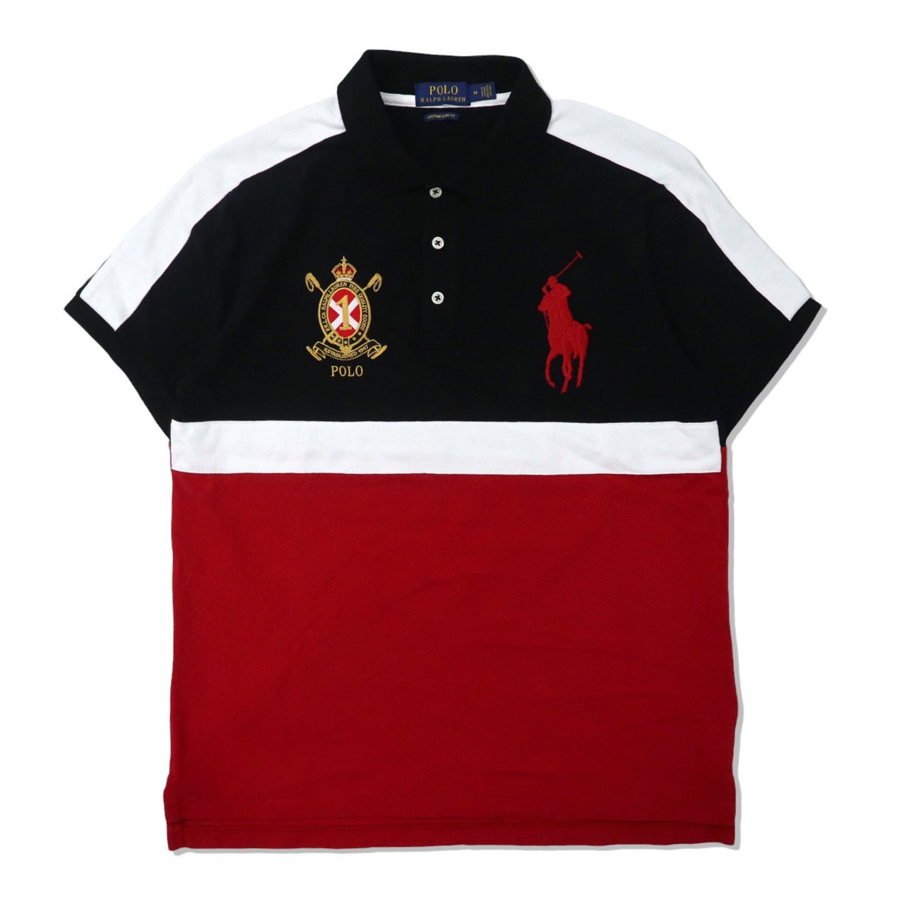 POLO RALPH LAUREN ポロシャツ M ブラック コットン ビッグポニー