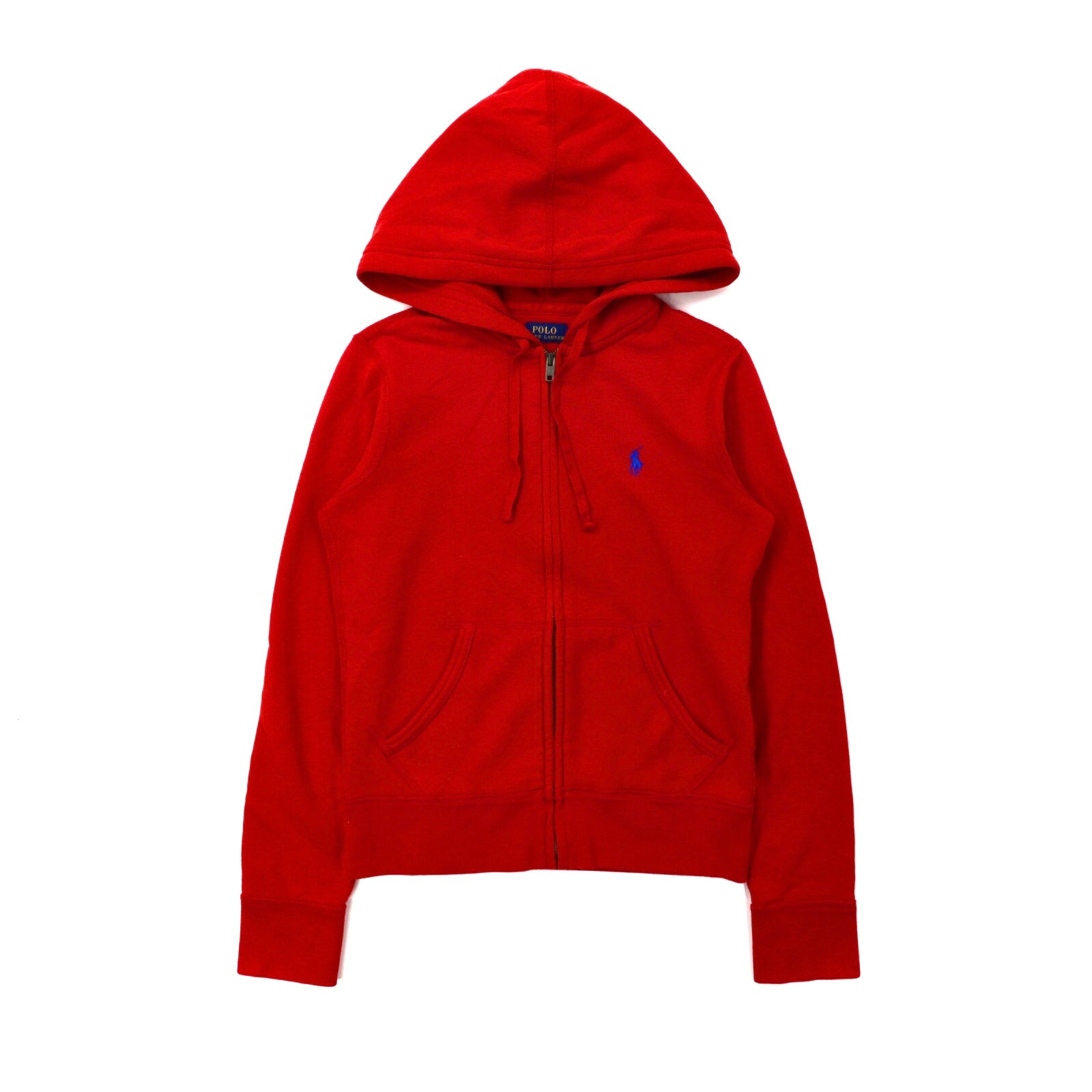 POLO RALPH LAUREN ZIP UP HOODIE S Red Cotton Talon Zip BRUSHED