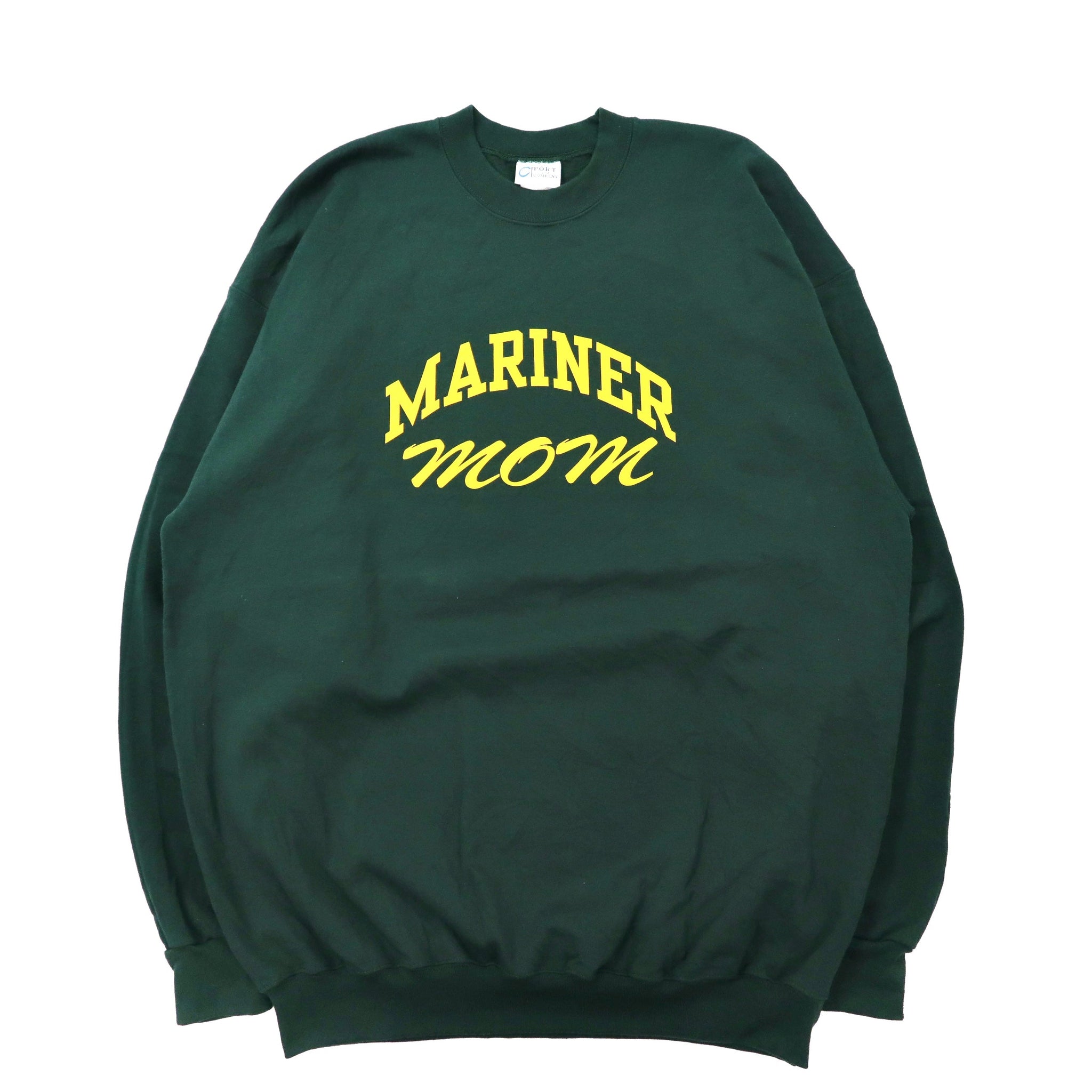 PORT  COMPANY Big Size Print Sweatshirt XL Green Cotton BRUSHED LININER  MOM Honduras MADE – 日本然リトテ