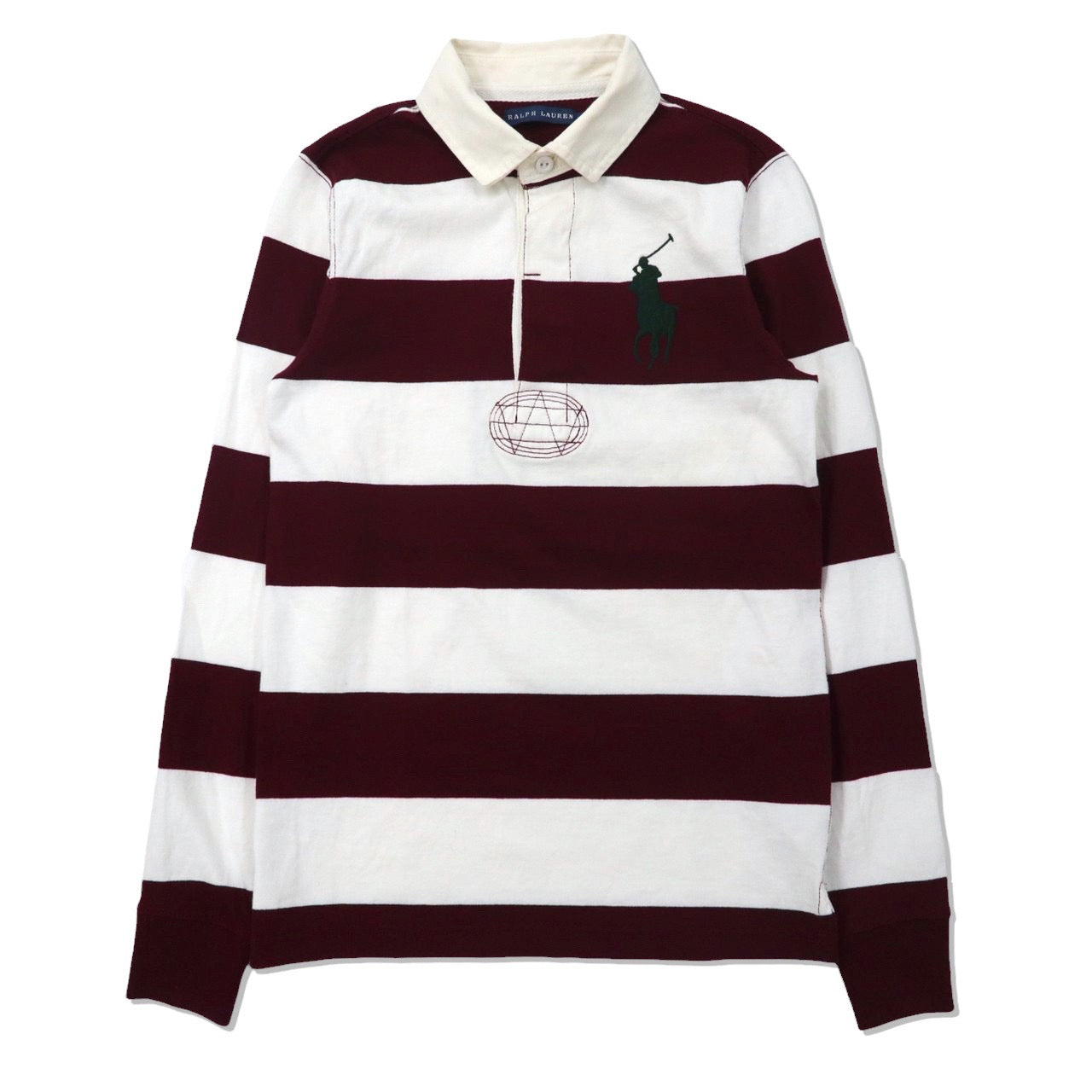 RALPH LAUREN RUGBY STRIPED Cotton Big Pony Numbering Embroidery ...