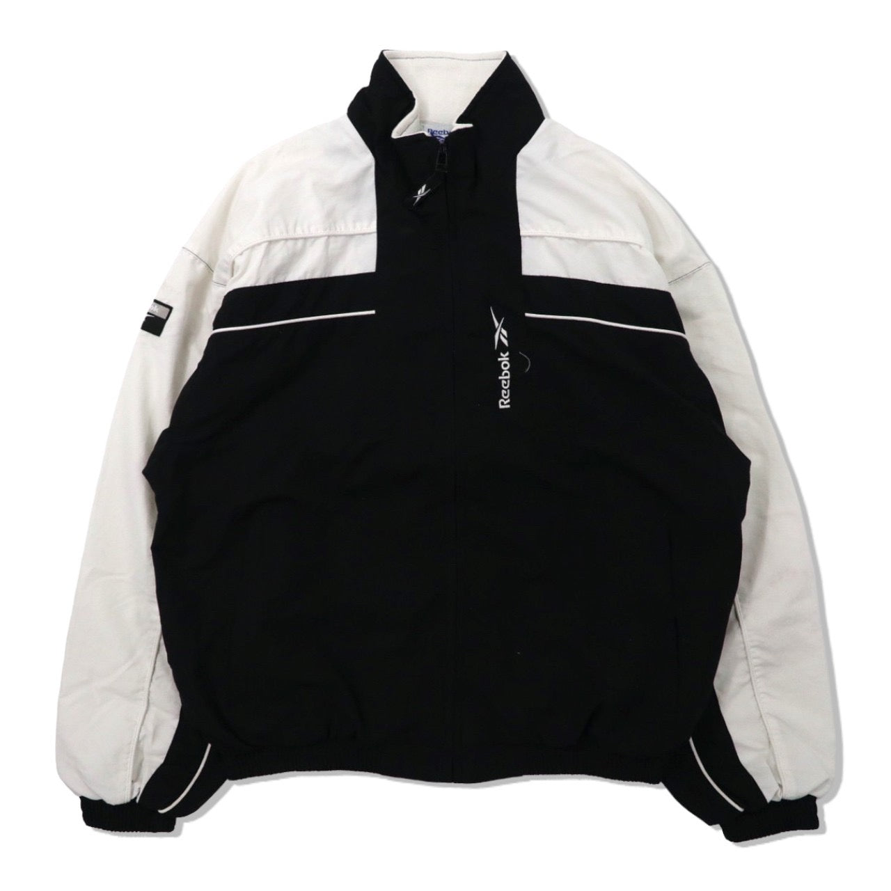 REEBOK Racing Jacket M Black Polyester Vector Logo Embroidery 90s 