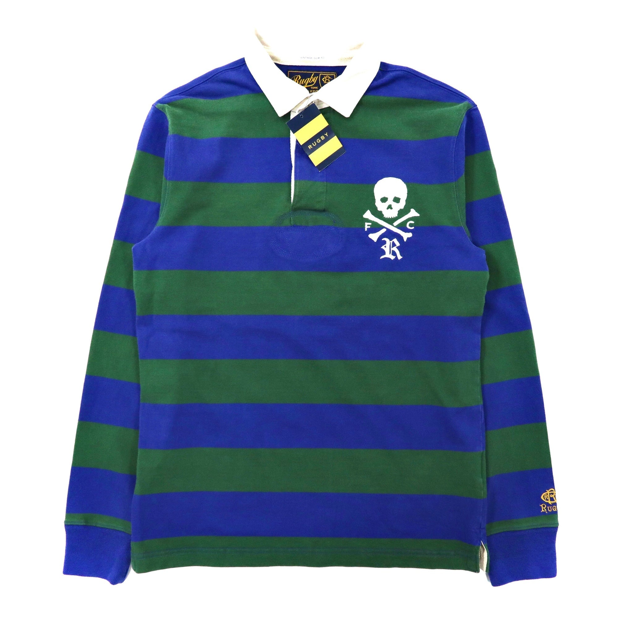 RUGBY by RALPH LAUREN STRIPED RUGBY SHIRT M Green Blue Cotton