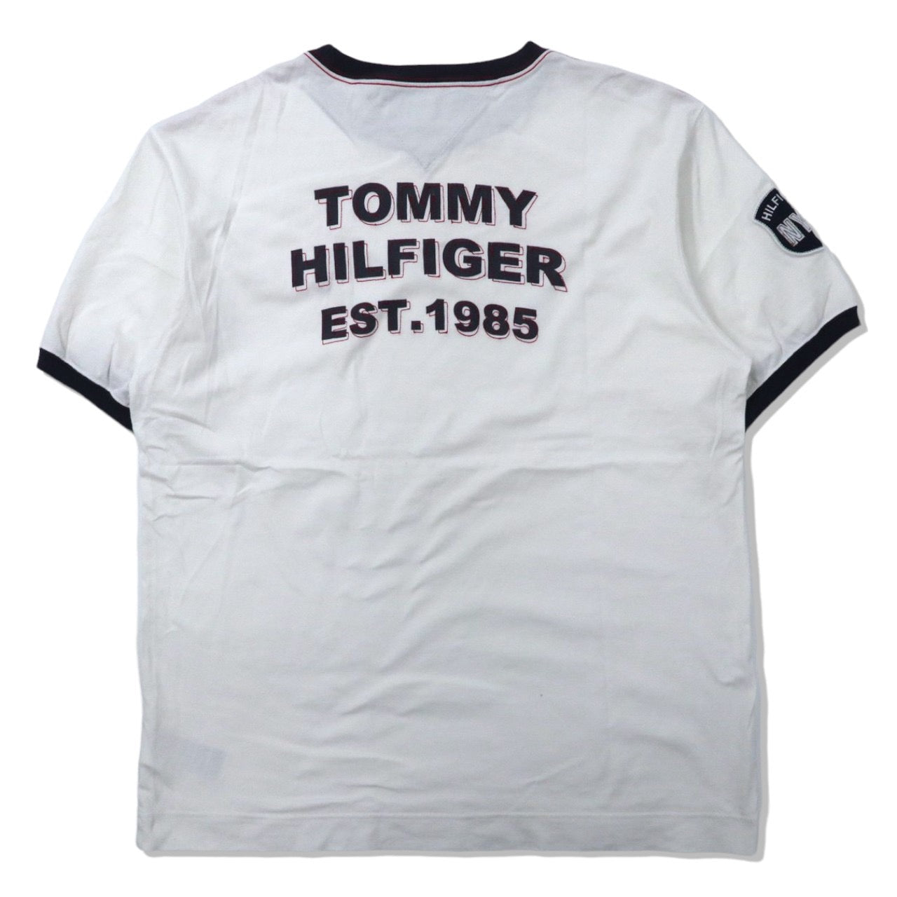 TOMMY HILFIGER ビッグサイズ リンガーTシャツ XL ホワイト コットン