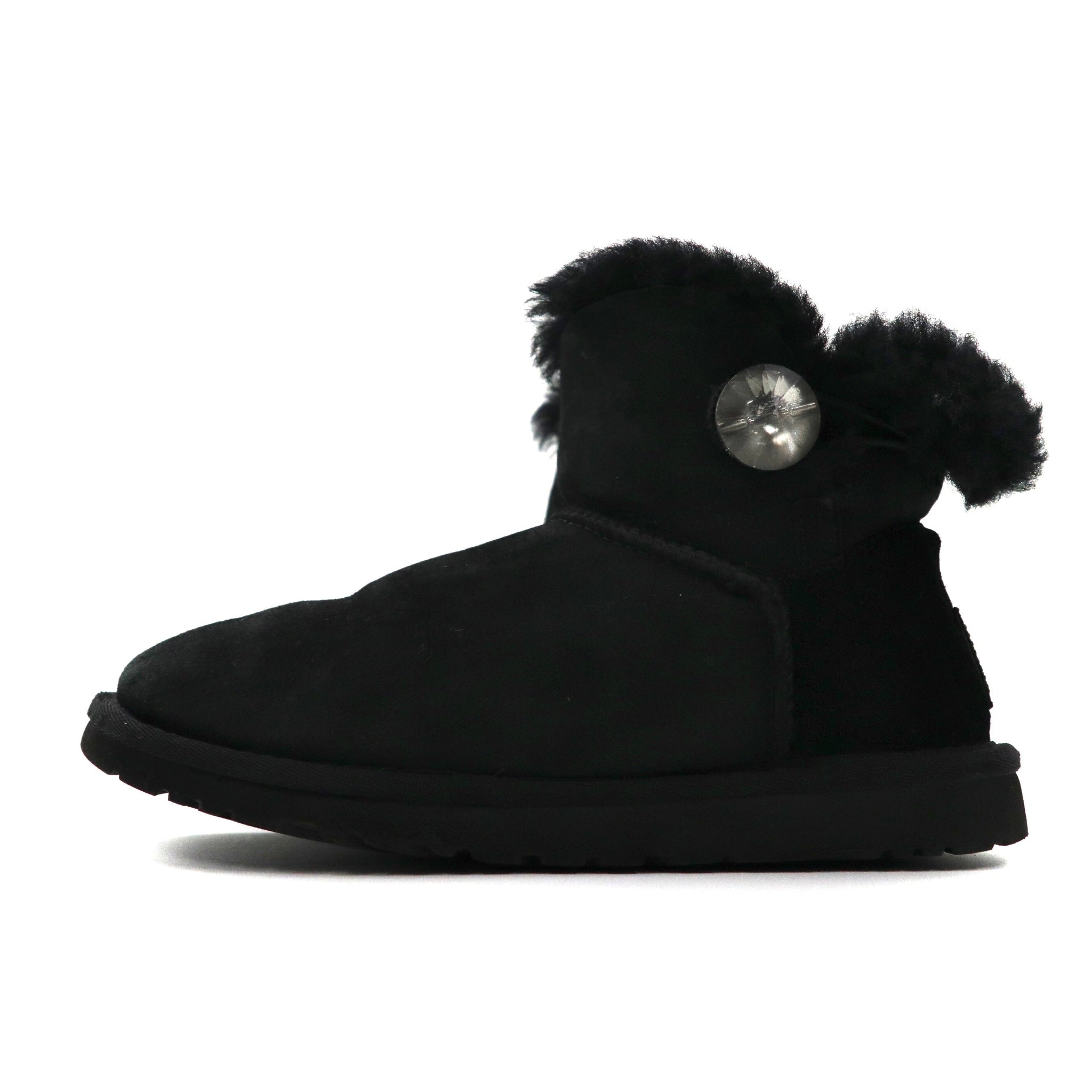 UGG Mouton Boots US6 Black Lamb Leather Mini Bailey Button