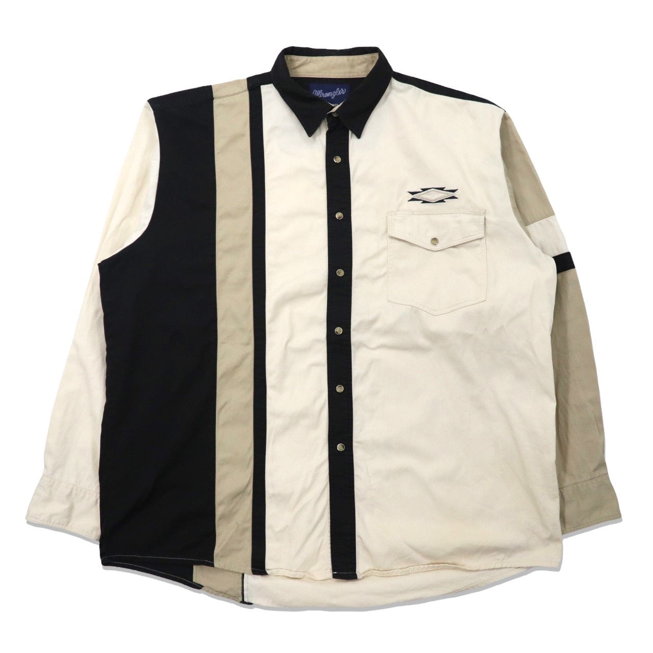 WRANGLER Western Shirt XL Beige Cotton Big Size 80s – 日本然リトテ