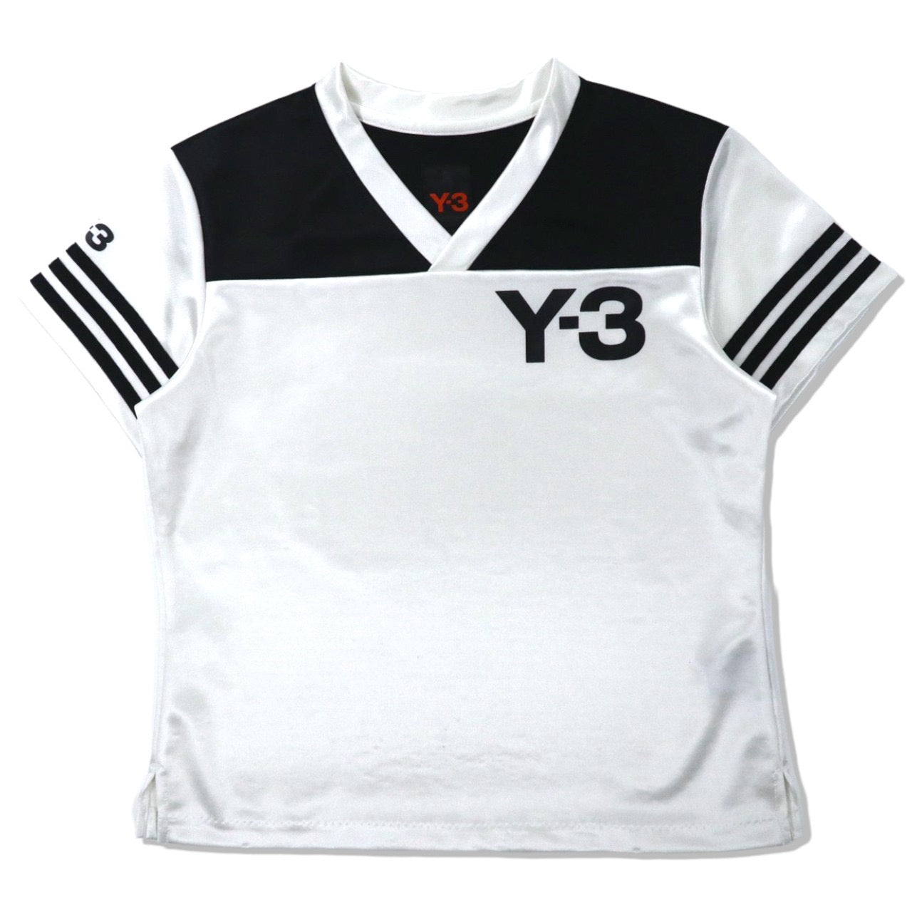 Y-3 Game Shirt V Neck T-shirt S White polyester logo print – 日本