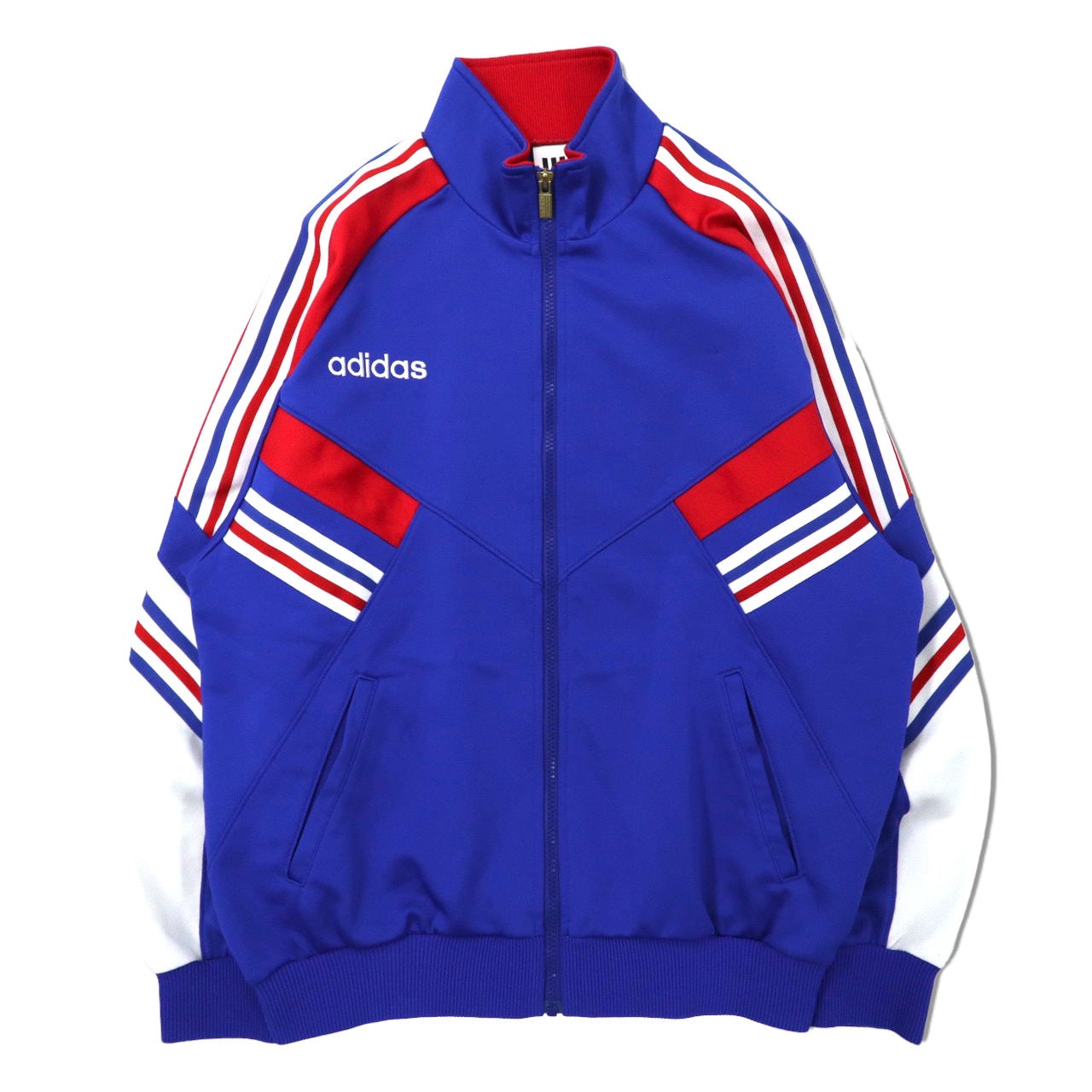 Adidas Track Jacket L Blue Tricolor Polyester Logo Embroidery 3 Striped  Sudenta MADE 90's MADE