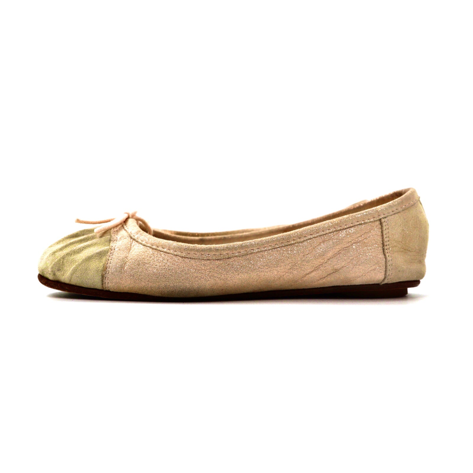 Repetto Ballet Shoes 22cm Beige Glitter Leather Suede Morocco