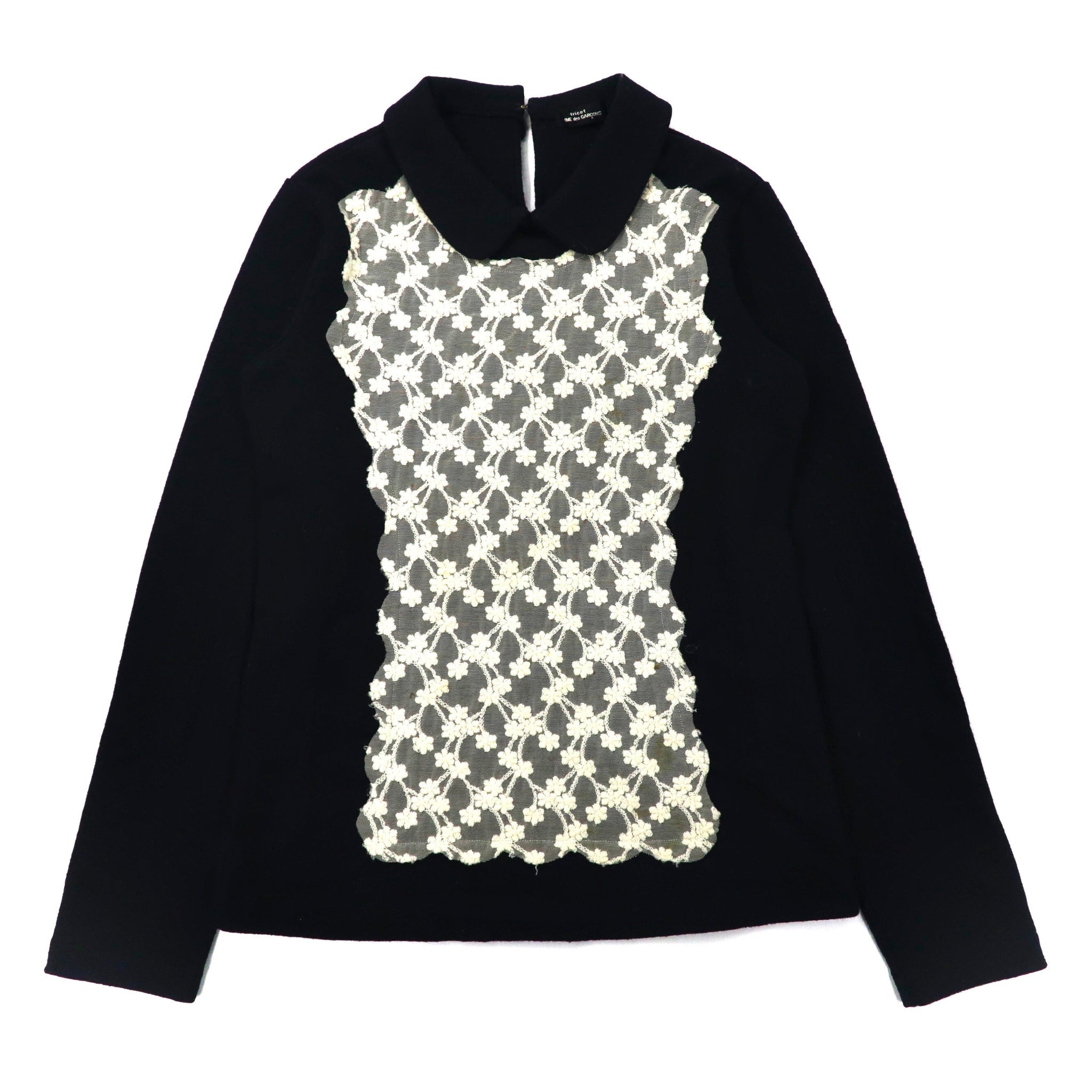 TRICOT COMME DES GARCONS Flower Lace Melton Tops F Navy Wool TT ...