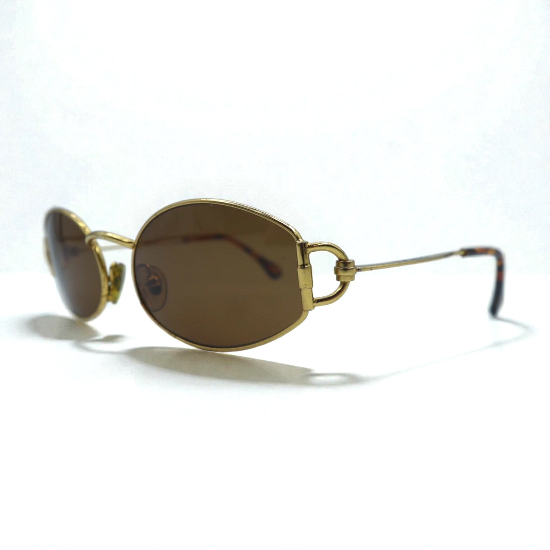GUCCI Vintage Oval Sunglasses Gold Tortoiseshell Made in Italy