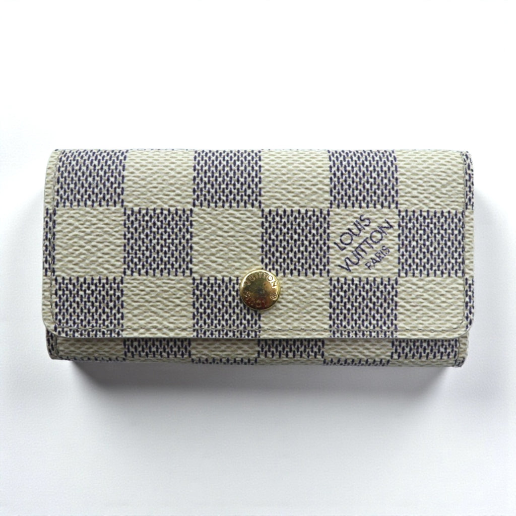 LOUIS VUITTON Damier Azur Multicle 4 Quadruple Key Case White N60020 Made in France