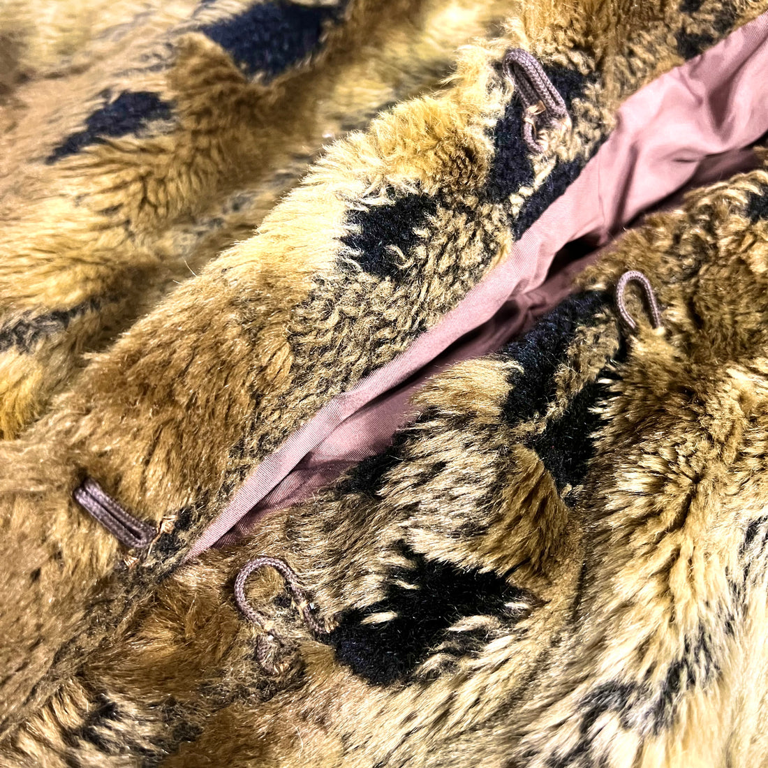 90s Leopard Faux Fur Jacket Coat XL Brown Polyester All-over Pattern