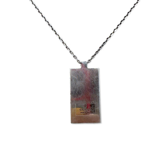 日本然リトテ-古着オンライン-GUCCI イタリア製 ロゴプレート チェーン ネックレス SILVER 925 シルバー-GUCCI Italy Made Logo Plate Chain Necklace SILVER 925 Silver