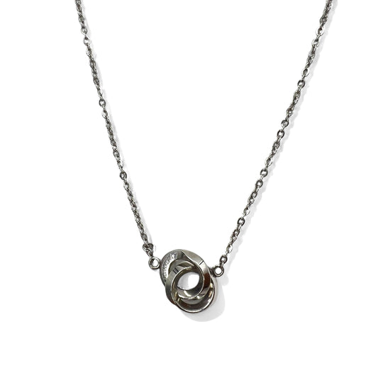 日本然リトテ-古着オンライン-CALVIN KLEIN ダブルリング ネックレス シルバー ステンレス アズキチェーン-CALVIN KLEIN Double Ring Necklace Silver Stainless Steel Azuki Chain