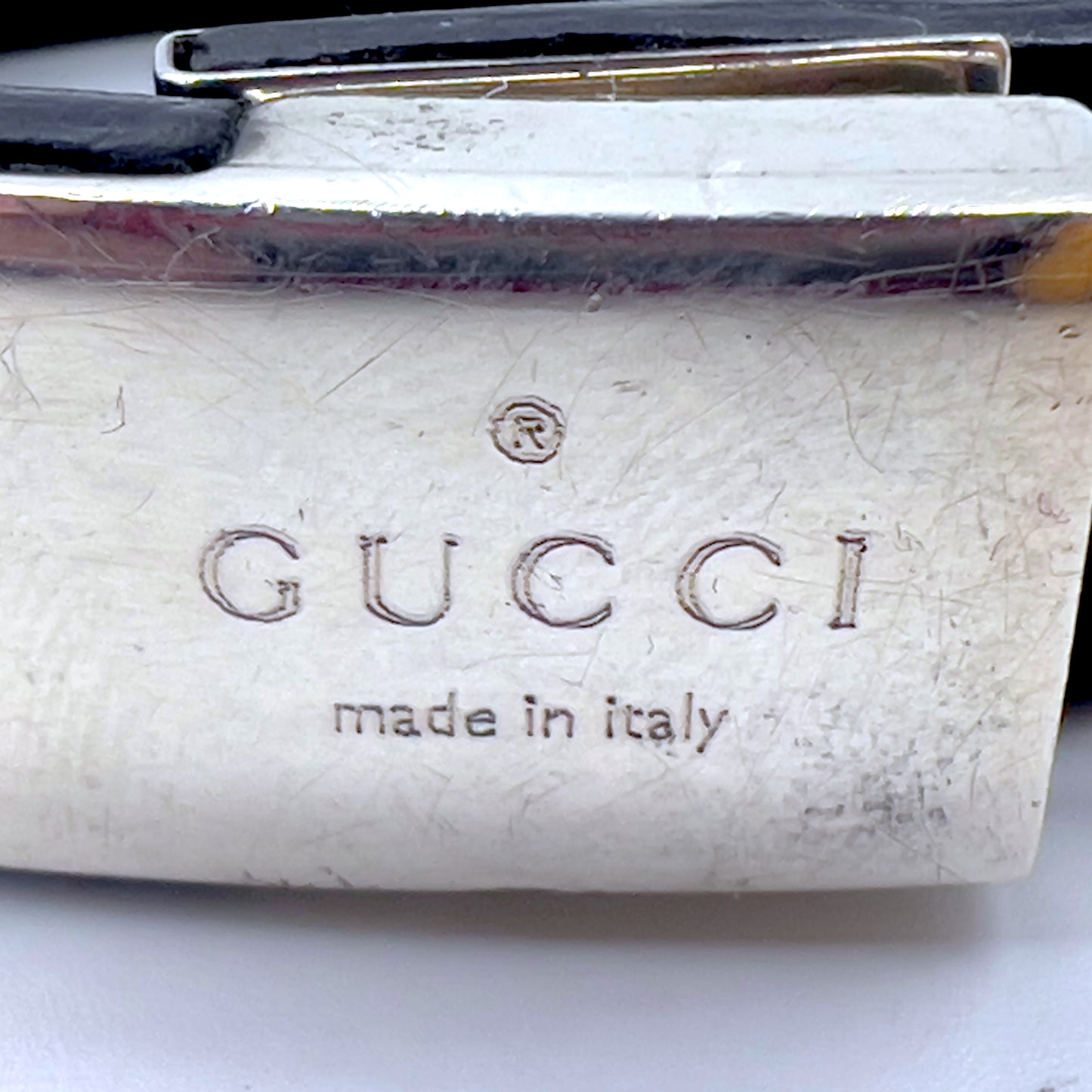 GUCCI ブレスレット レザー シルバー 925 ブラック イタリア製