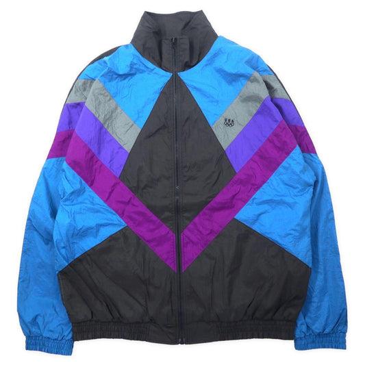 JC PENNEY 90年代 ナイロンジャケット LT ブラック USA OLYMPIC ワンポイント刺繍 ビッグサイズ