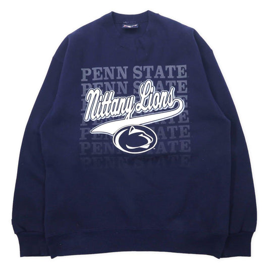 JAN SPORT Made in USA 90's College Print Sweatshirt XL Navy Cotton Brushed Lining Penn State Athletics Football NITTANY LIONS