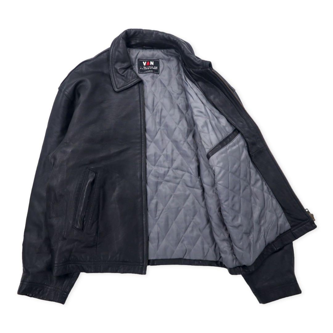 VAN -JAC- 80s Lamb Leather Single Rider Jacket FREE Black