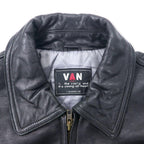 VAN -JAC- 80's Lamb Leather Single Rider's Jacket FREE Black Sheep Leather Quilted Liner