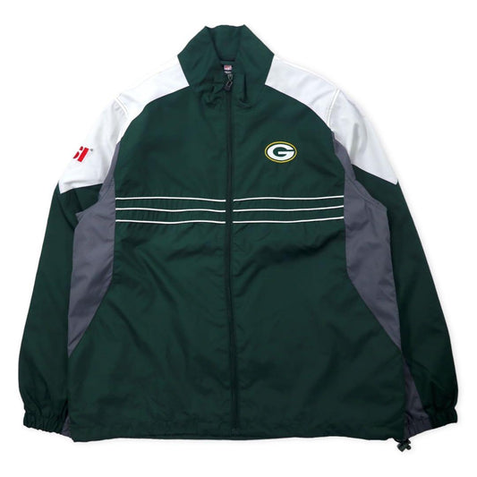 Reebok NFL Green Bay Packers Track Jacket Nylon Jacket L Green Polyester Packers Logo Embroidery