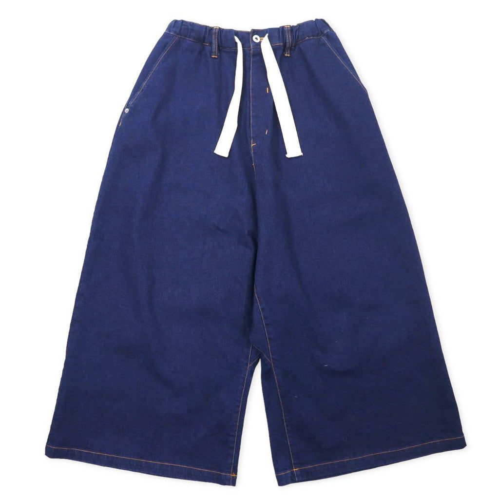 whowhat Hakama Pants Easy Denim Pants S Blue Cotton Wide Baggy Made in Japan