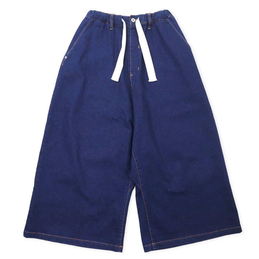 whowhat Hakama Pants Easy Denim Pants S Blue Cotton Wide Baggy Made in Japan