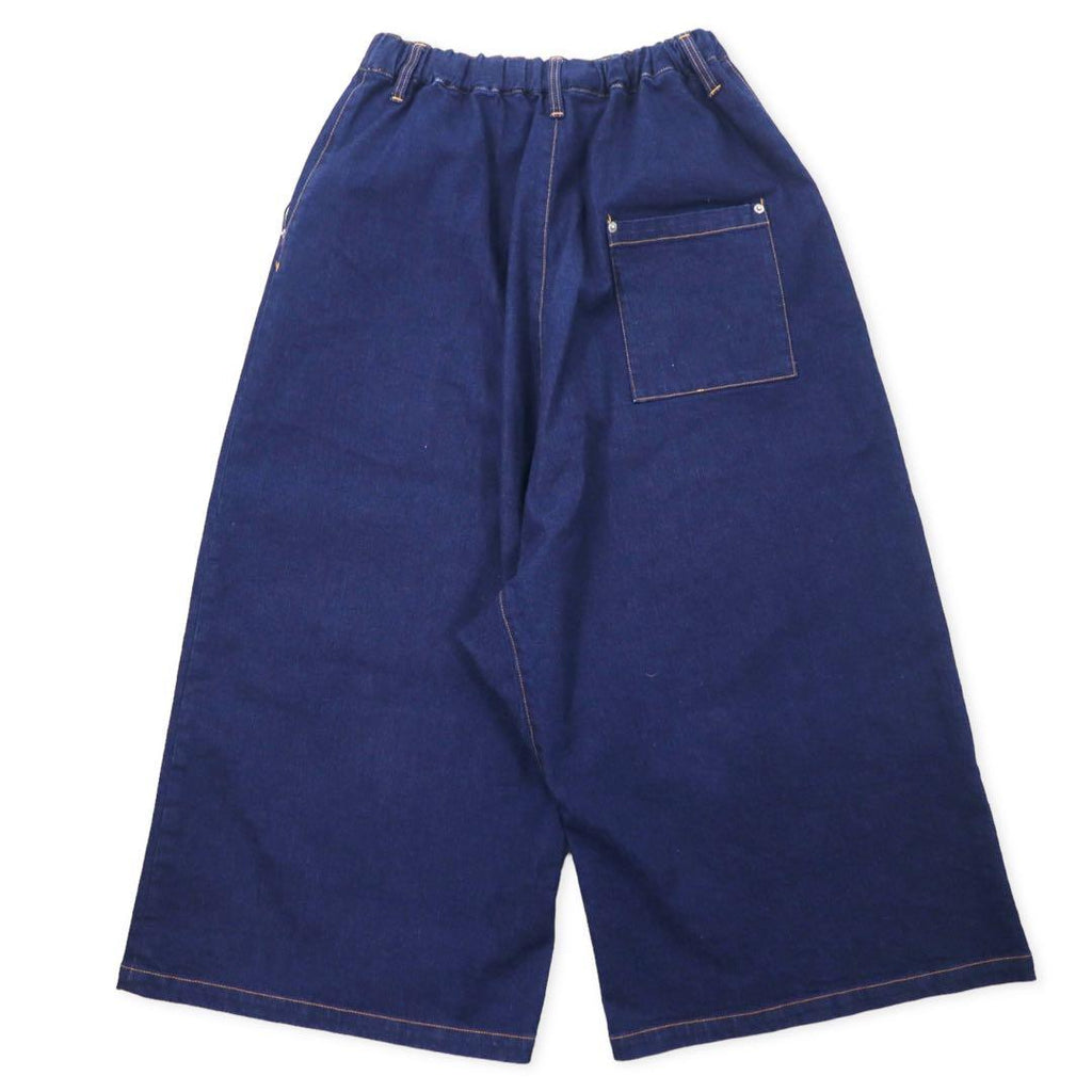 whowhat Hakama Pants Easy Denim Pants S Blue Cotton Wide Baggy Made in Japan
