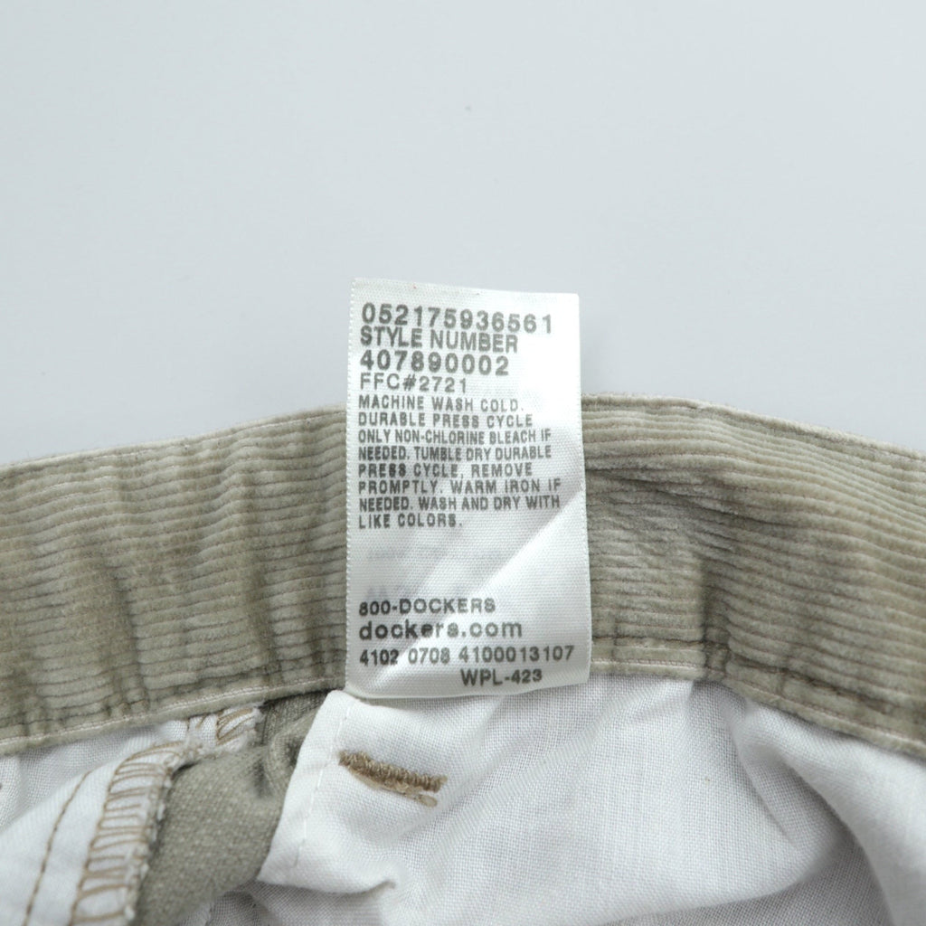 DOCKERS ( Levi's ) 00年代 2タック ワイド コーデュロイ チノパンツ スラックス L ベージュ ダブルカフス RELAXED FIT