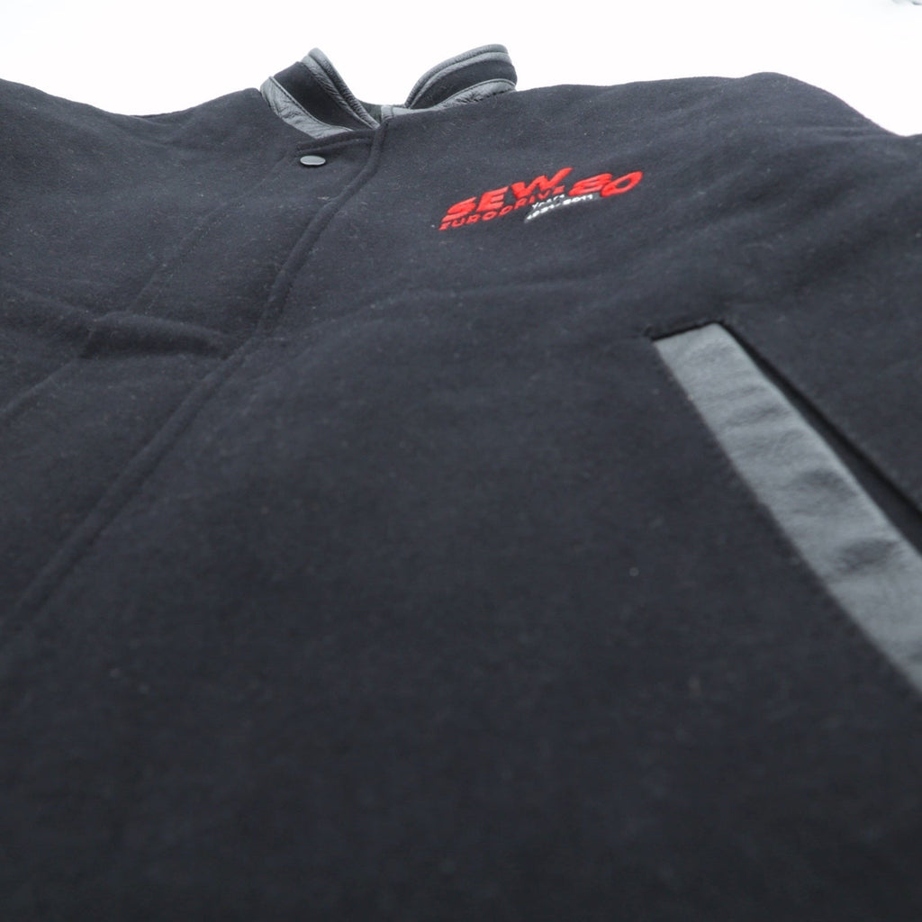 NORTH END 袖レザー 切替 スタジャン M ブラック キルティングライナー 中綿 ワンポイント刺繍