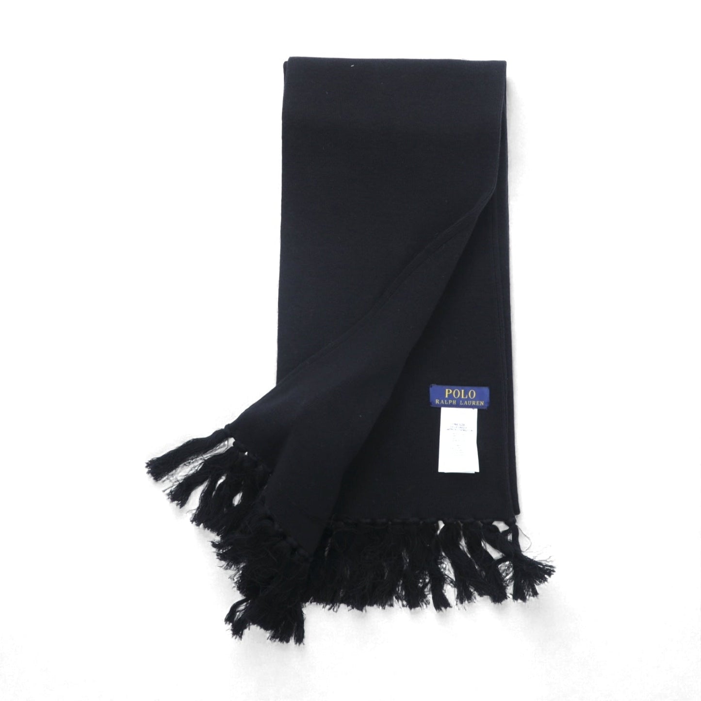 Polo Ralph Lauren カレッジロゴ  フリンジ マフラー ストール ブラック ポニー ロゴ 刺繡 POLO 1967