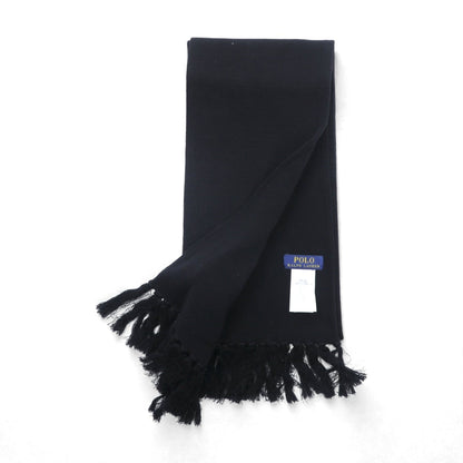 Polo Ralph Lauren カレッジロゴ  フリンジ マフラー ストール ブラック ポニー ロゴ 刺繡 POLO 1967