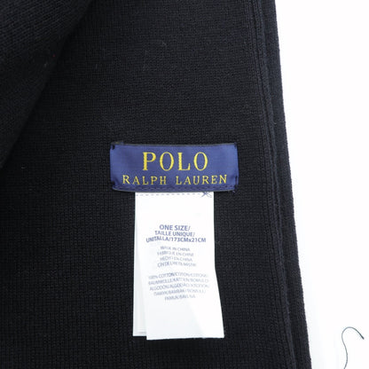 Polo Ralph Lauren カレッジロゴ  フリンジ マフラー ストール ブラック ポニー ロゴ 刺繡 POLO 1967